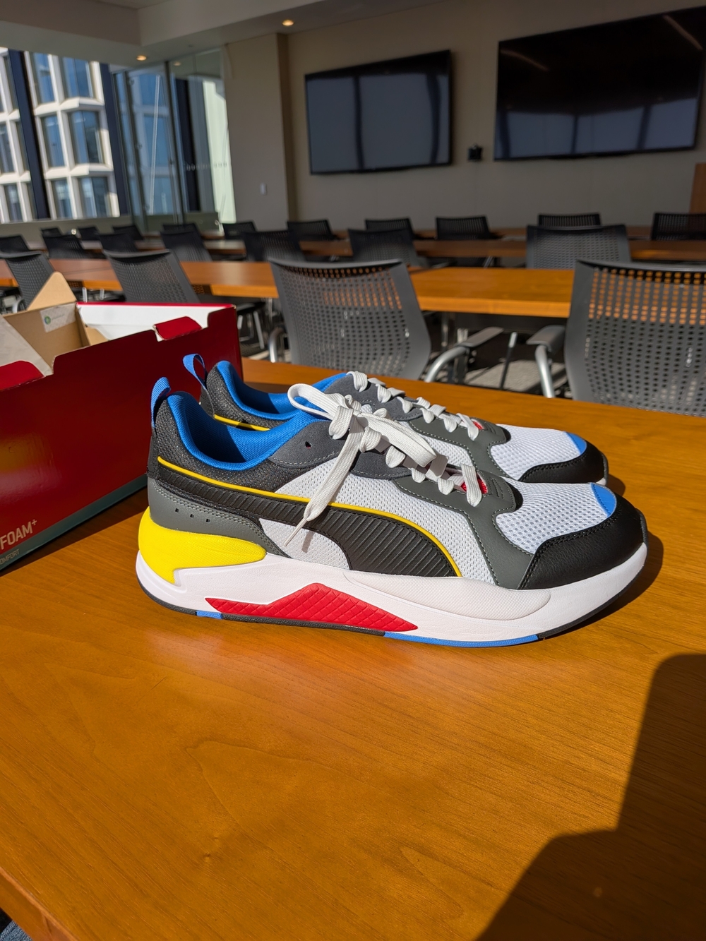 Puma X Ray Men's Multi-Color Low-Top Sneakers - White/Gray/Blue/Yellow